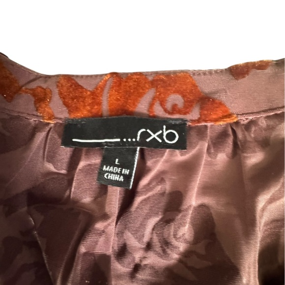 RXB Burnout Velvet Floral Peasant Blouse Boho Romantic Top L H - Picture 8 of 10